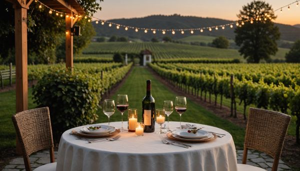 Dîner romantique avec vue sur les vignobles